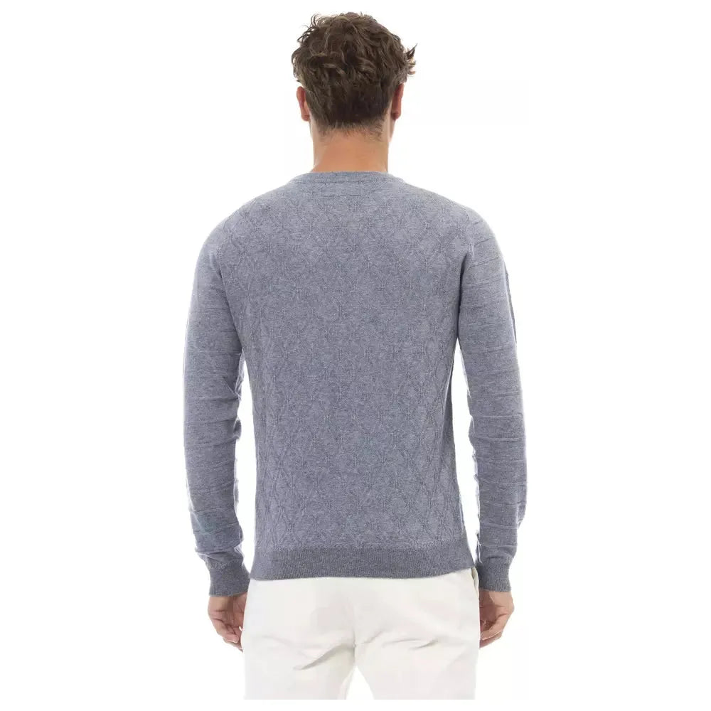 Alpha Studio Elegant Light Blue Crewneck Sweater light-blue-viscose-sweater-9 product-23445-606580186-a0e39ade-752.webp