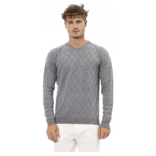 Alpha StudioElegant Gray Crewneck Sweater in Luxe BlendMcRichard Designer Brands£109.00