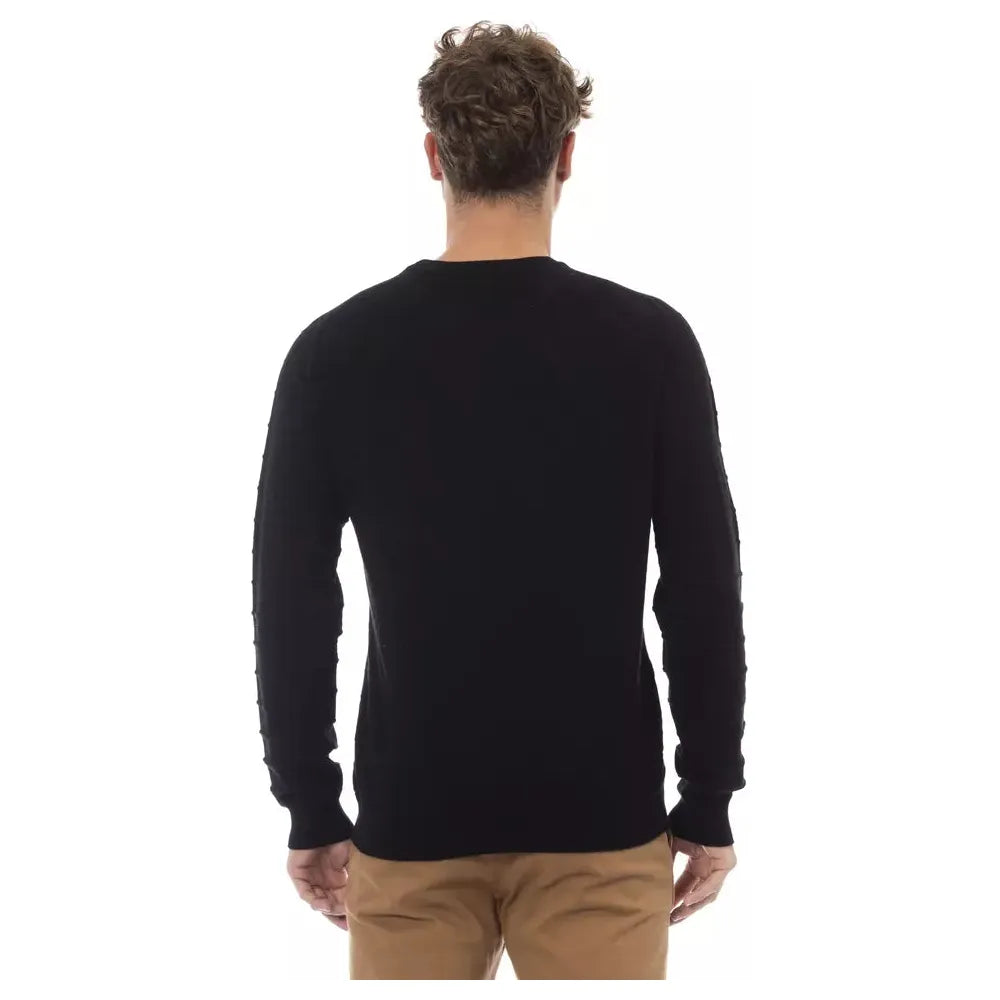 Alpha Studio Elegant Crewneck Sweater in Black black-viscose-sweater-14 product-23447-1531247403-18914021-096.webp