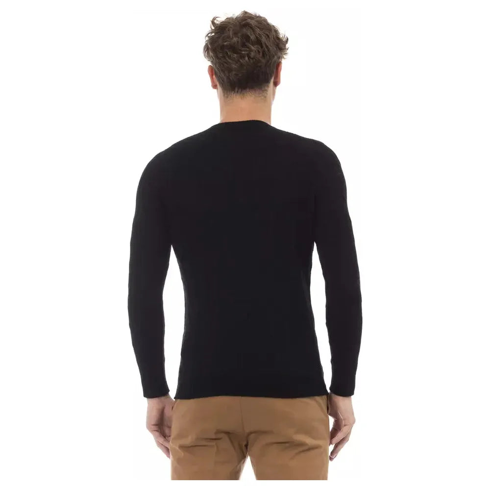 Alpha Studio Elegant Crewneck Sweater in Sumptuous Blend black-viscose-sweater-13 product-23454-1081902697-d4853763-d2d.webp