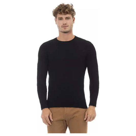 Alpha Studio Elegant Crewneck Sweater in Sumptuous Blend black-viscose-sweater-13 product-23454-181458176-1-572f270e-c96.webp