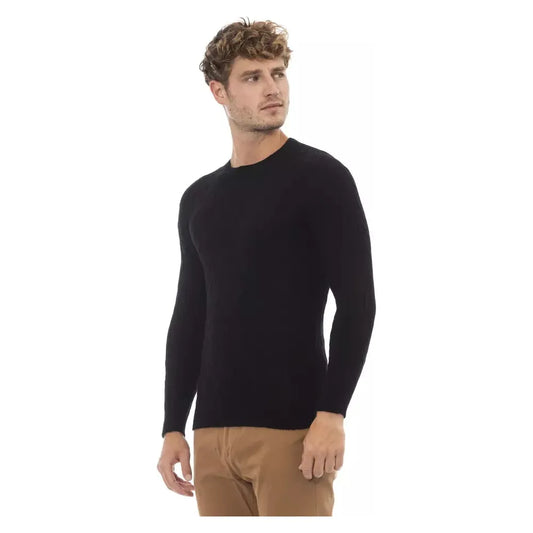 Alpha Studio Elegant Crewneck Sweater in Sumptuous Blend black-viscose-sweater-13