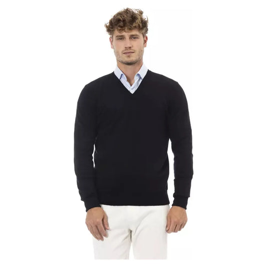Alpha Studio Elegant V-Neck Wool Blend Sweater black-wool-sweater-4 product-23458-1672101443-5-410e440d-ee3.webp