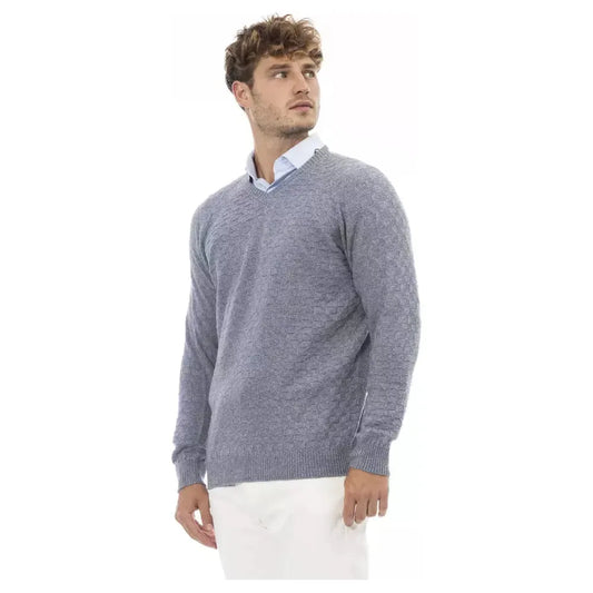 Alpha Studio Elegant V-Neck Light Blue Sweater light-blue-viscose-sweater-5 product-23461-1369892526-1-5e6873b7-742.webp