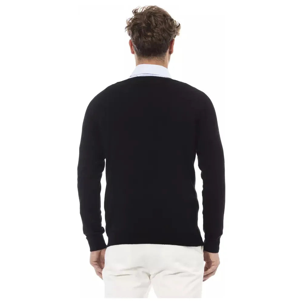 Alpha Studio Elegant V-Neck Sweater in Sleek Black black-viscose-sweater-12 product-23463-582911068-3ea43c33-155.webp