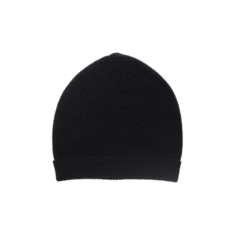 Alpha Studio Elegant Black Merino Wool Ribbed Hat black-merino-wool-hats-cap-1 product-23468-982031068-b47777a2-94a.webp