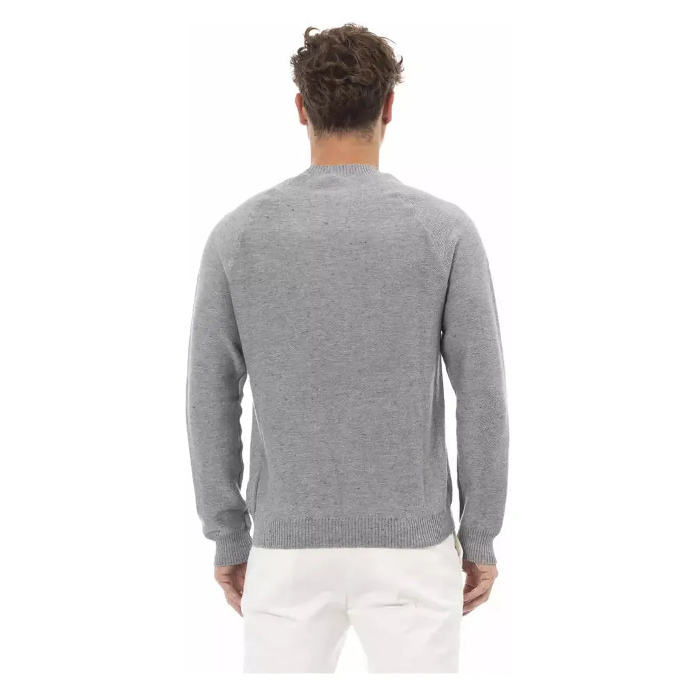 Alpha Studio Chic Gray Cotton-Cashmere Crewneck Sweater gray-cotton-sweater-3 product-23472-240812318-5e559639-461.webp
