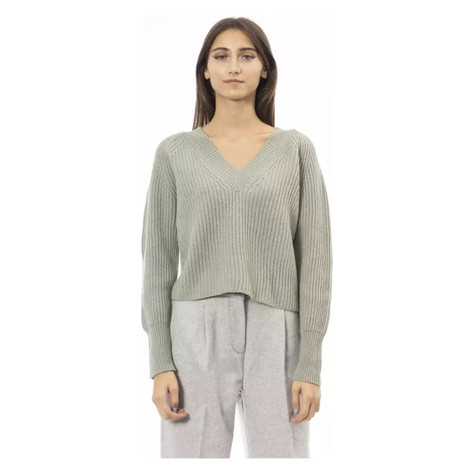 Alpha StudioEmerald Elegance V-Neck Sweater - Cozy ChicMcRichard Designer Brands£159.00
