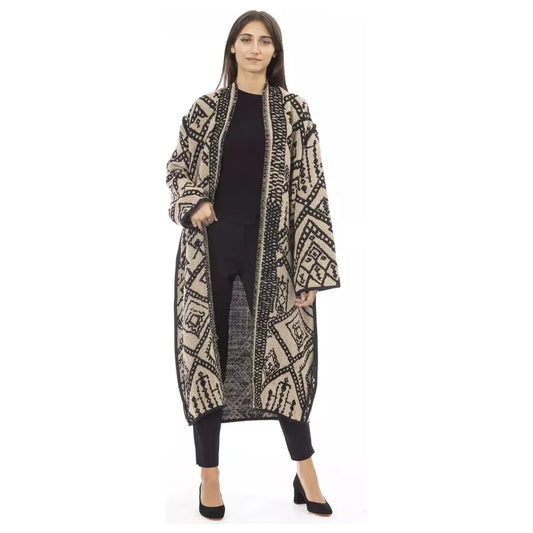 Alpha Studio Scandian Double Jacquard Elegance Coat brown-acetate-jackets-coat