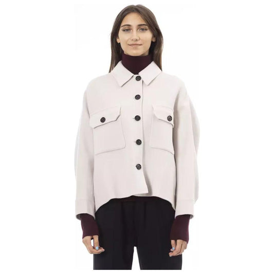 Alpha Studio Elegant White Wool Blazer Jacket white-wool-blazer-jacket