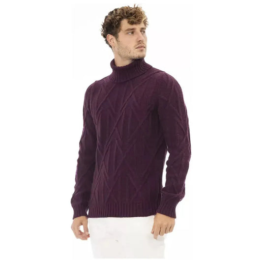 Alpha Studio Elegant Purple Turtleneck Sweater for Men purple-merino-wool-sweater-1 product-23570-929518058-1-af36ba5e-57f.webp