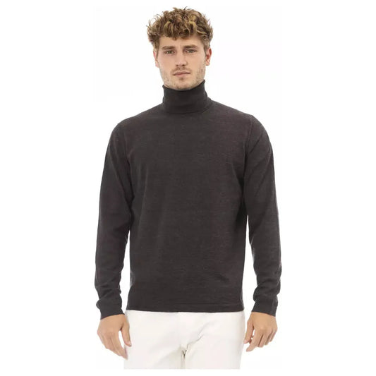 Alpha Studio Elegant Turtleneck Sweater in Rich Brown brown-cotton-sweater-3