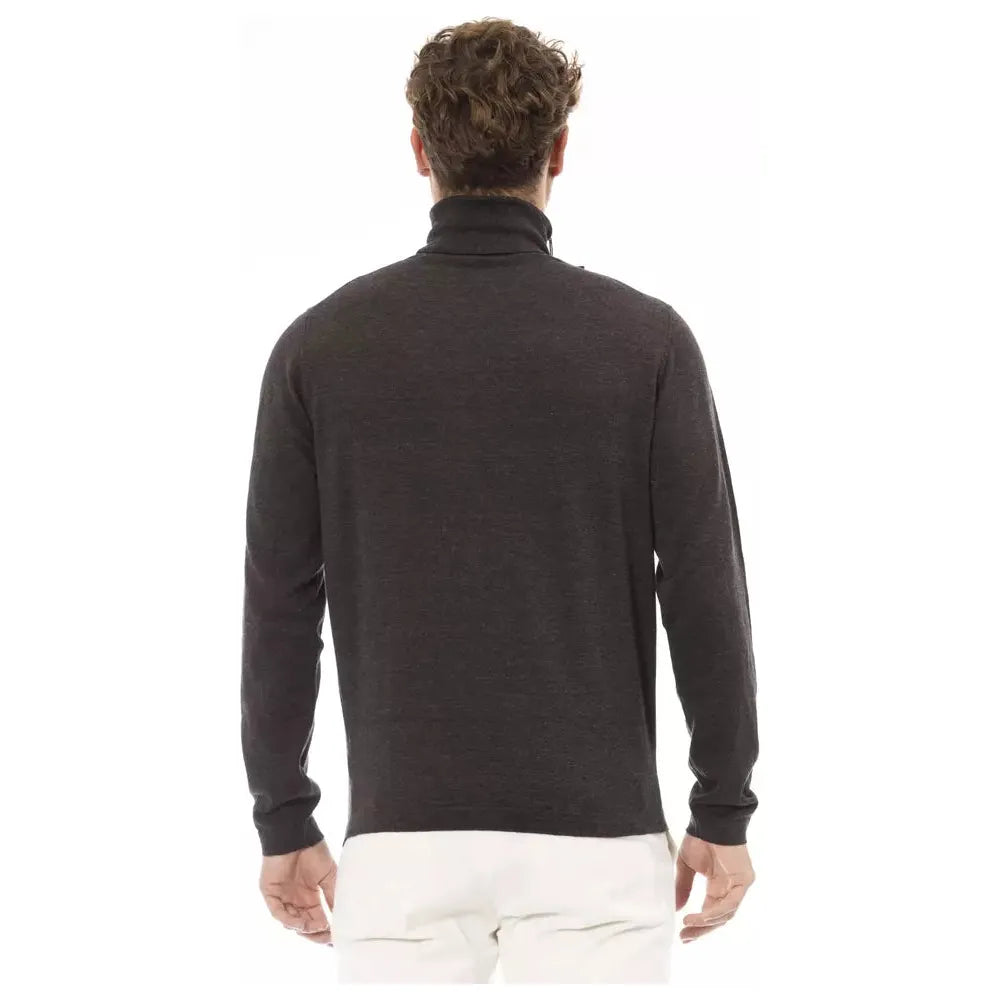 Alpha Studio Elegant Turtleneck Sweater in Rich Brown brown-cotton-sweater-3