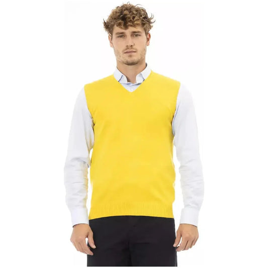Alpha Studio Sleek V-Neckline Yellow Vest yellow-viscose-vest product-23581-937320466-8fc06d95-74b.webp