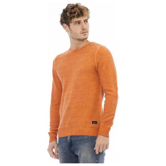 Distretto12 Chic Crew Neck Sweater in Vibrant Orange orange-acetate-sweater