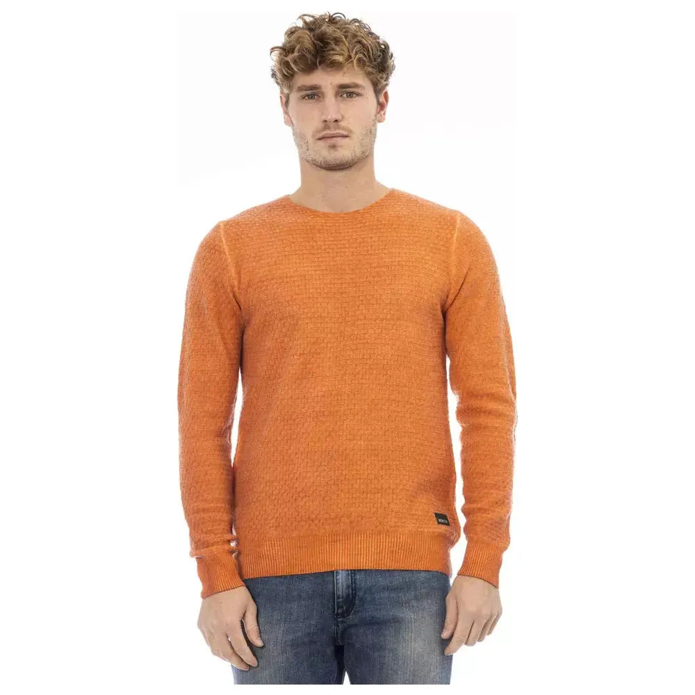 Distretto12 Chic Crew Neck Sweater in Vibrant Orange orange-acetate-sweater