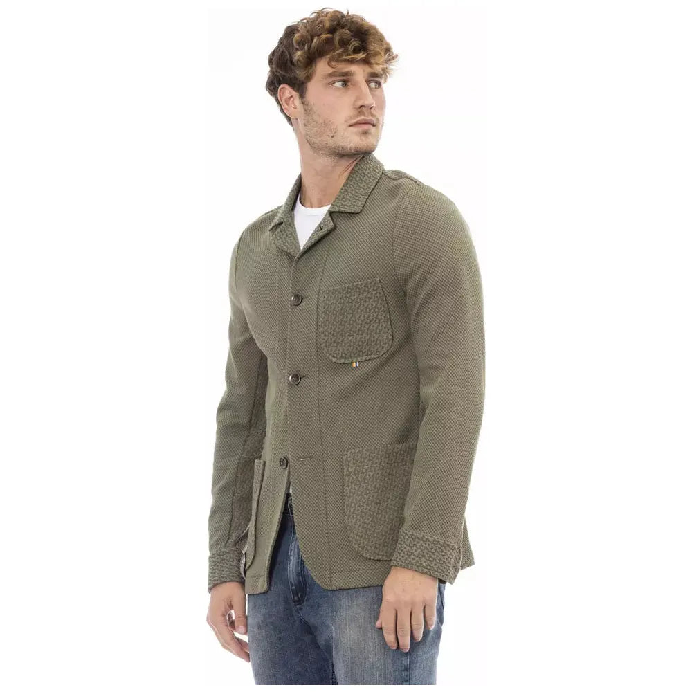 Distretto12 Elegant Green Fabric Jacket with Button Closure green-cotton-blazer