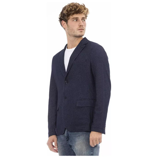Distretto12 Elegant Blue Fabric Jacket with Button Closure blue-cotton-blazer-8