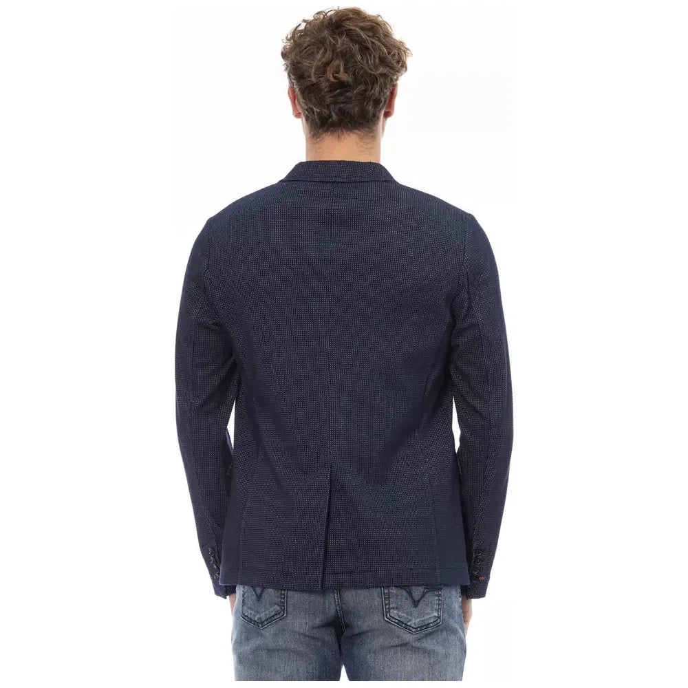 Distretto12 Elegant Blue Fabric Jacket with Button Closure blue-cotton-blazer-8