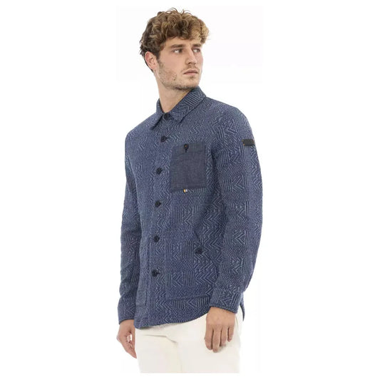 Distretto12 Elegant Italian Collar Blue Shirt for Men blue-polyester-shirt-1