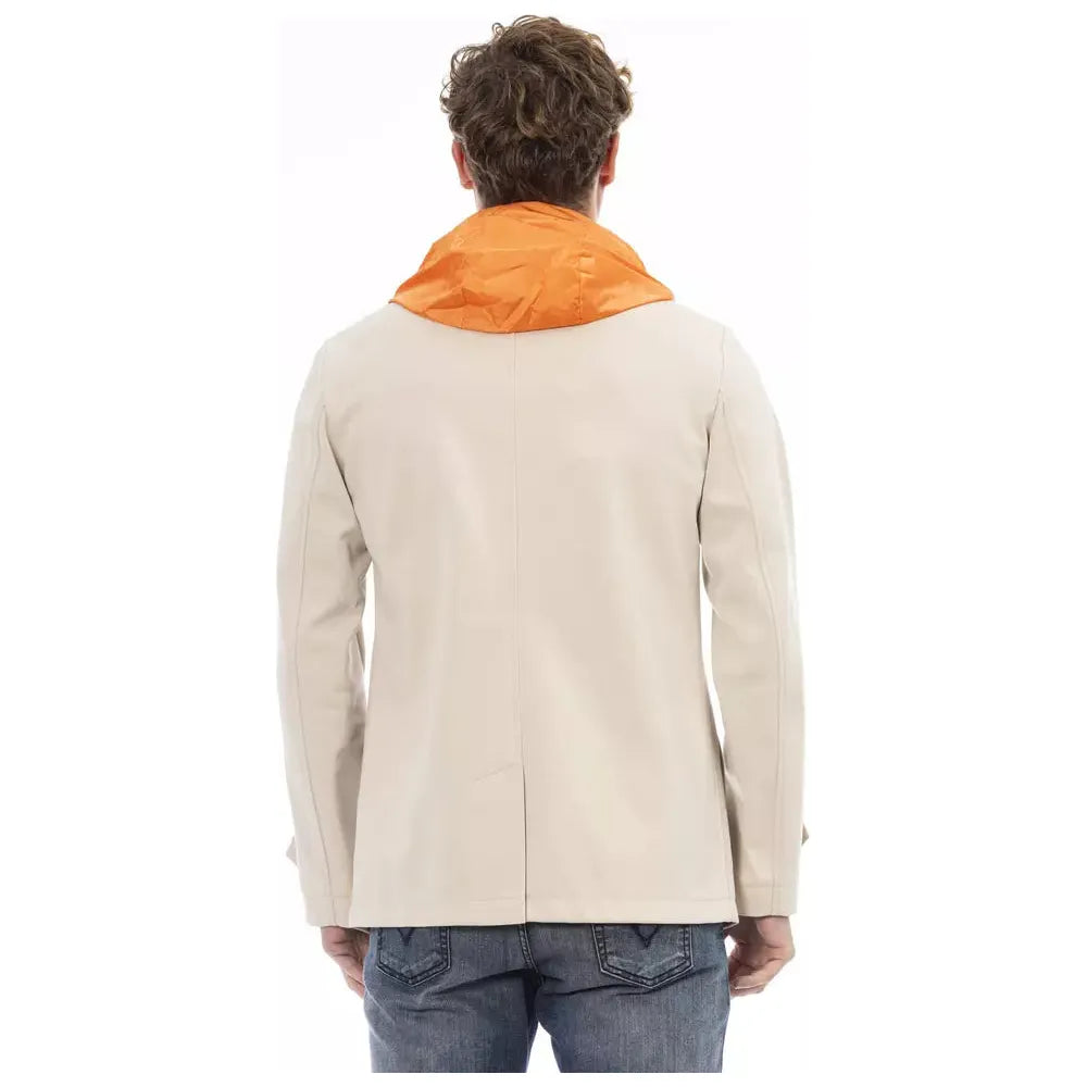 Distretto12 Beige Waterproof Hooded Jacket with Backpack Braces beige-cotton-jacket