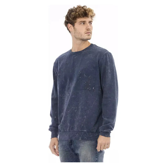 Distretto12 Chic Blue Fleece Sweater with Crew Neck blue-cotton-sweater-3