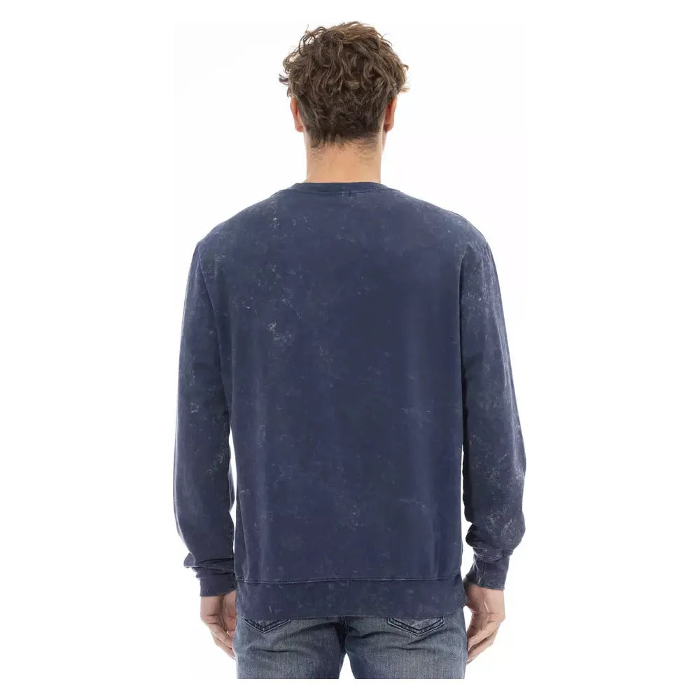 Distretto12 Chic Blue Fleece Sweater with Crew Neck blue-cotton-sweater-3