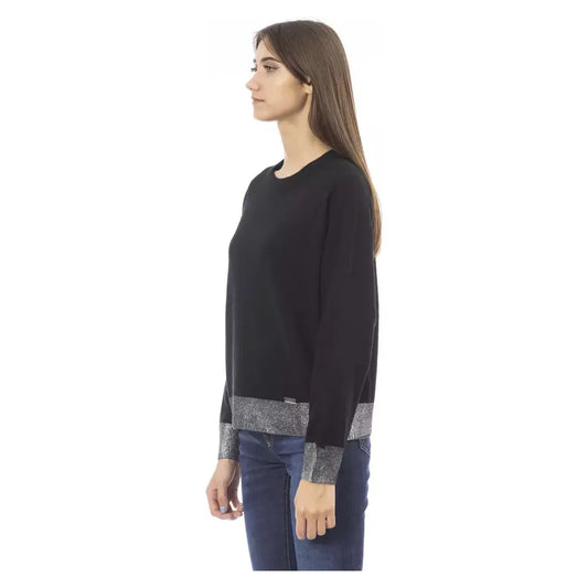 Baldinini Trend Chic Monogram Crew Neck Cashmere-Blend Sweater black-wool-sweater-11