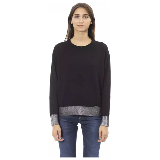 Baldinini Trend Chic Monogram Crew Neck Cashmere-Blend Sweater black-wool-sweater-11