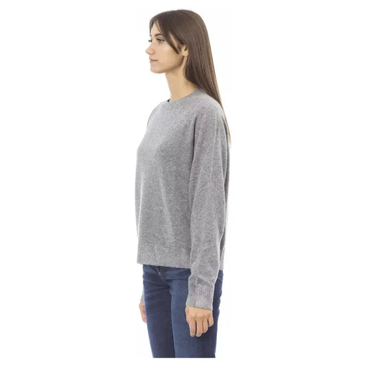 Baldinini Trend Elegant Crew Neck Cashmere Blend Sweater gray-wool-sweater-19