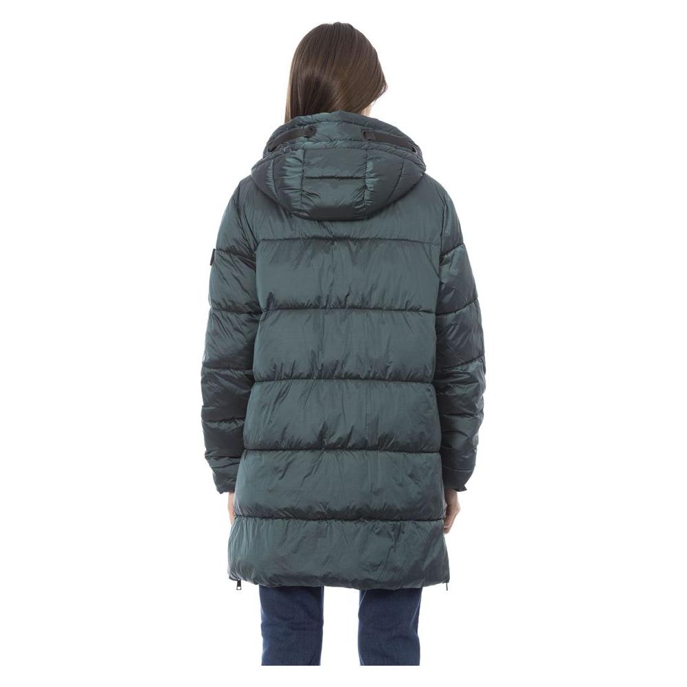 Baldinini Trend Chic Green Long Down Jacket with Monogram Detail green-polyester-jackets-coat-4