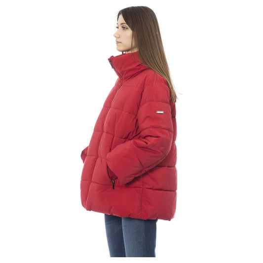 Baldinini Trend Elegant Red Short Down Jacket with Hood red-polyamide-jackets-coat-1