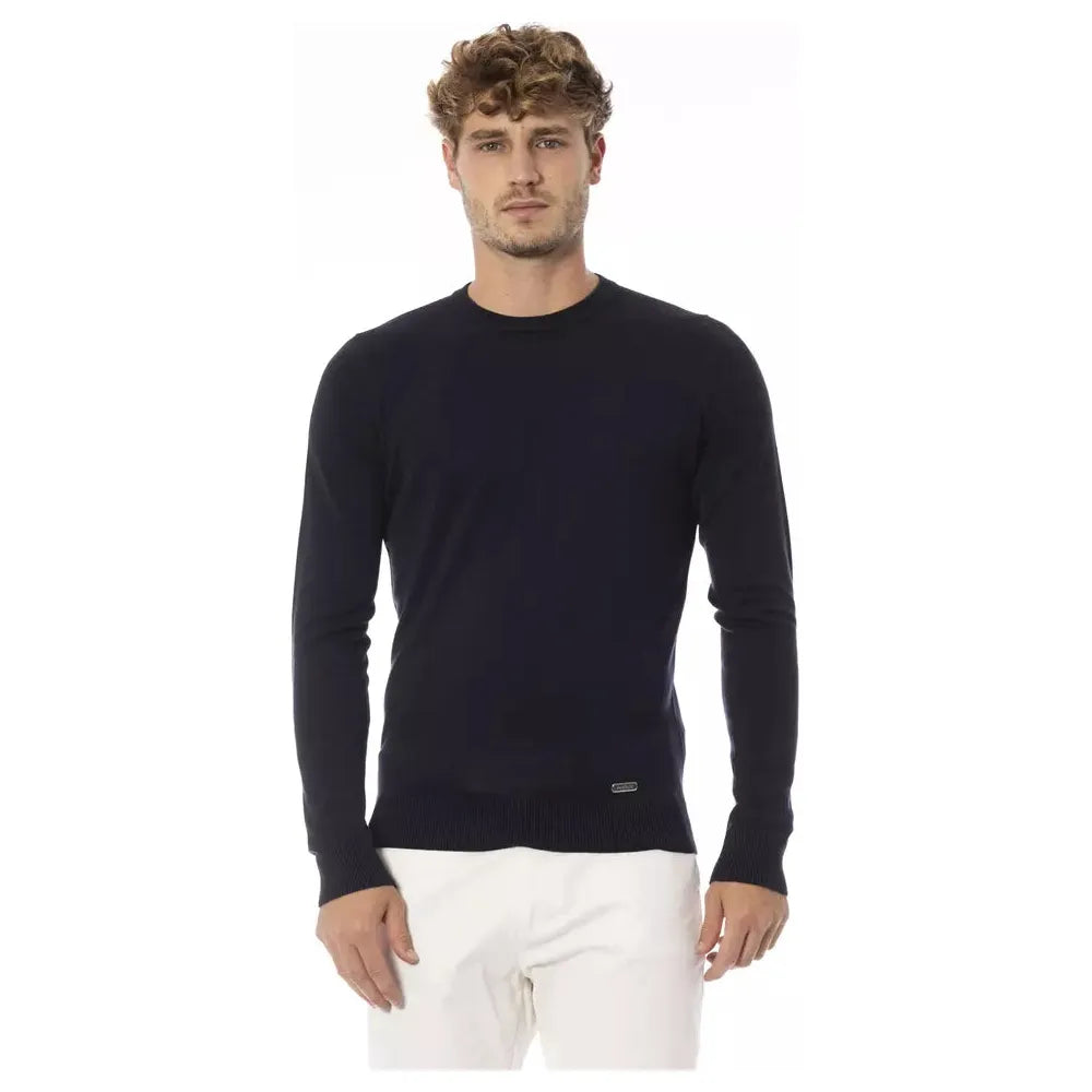 Baldinini Trend Chic Blue Crew Neck Cashmere Blend Sweater blue-modal-sweater-2