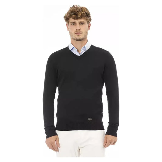Baldinini Trend Elegant V-Neck Black Cashmere Blend Sweater black-modal-sweater product-23670-1372947544-d0965883-8e2.webp