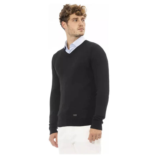 Baldinini Trend Elegant V-Neck Black Cashmere Blend Sweater black-modal-sweater product-23670-621590203-1e64cfab-634.webp