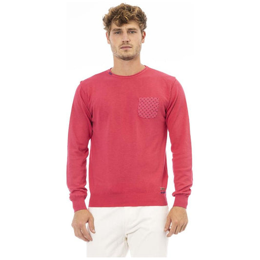 Baldinini Trend Crew Neck Cotton Sweater with Metal Monogram red-cotton-sweater-1 product-23677-1300681369-1-e3cd7f90-694.jpg