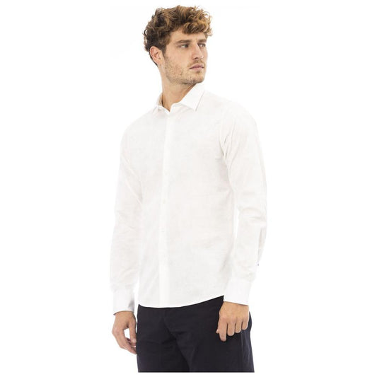 Baldinini Trend Elegant White Italian Collar Shirt for Men white-cotton-shirt-13