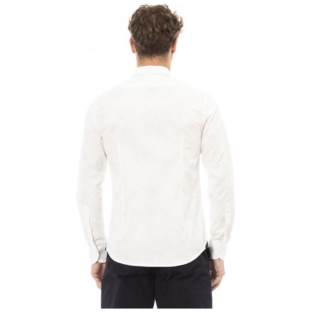 Baldinini Trend Elegant White Italian Collar Shirt for Men white-cotton-shirt-13