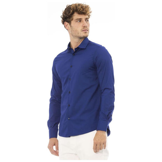 Baldinini Trend Elegant Italian Blue Regular Fit Shirt blue-polyester-shirt-2