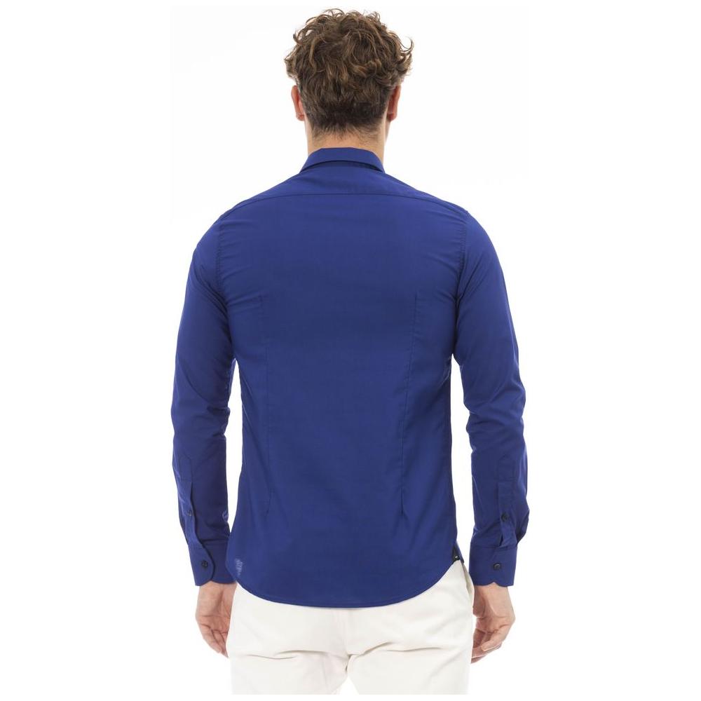 Baldinini Trend Elegant Italian Blue Regular Fit Shirt blue-polyester-shirt-2