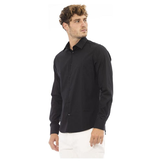 Baldinini Trend Elegant Black Cotton Blend Italian Shirt black-cotton-shirt-28