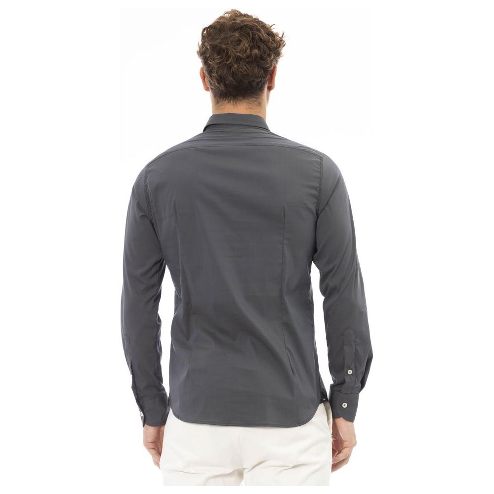 Baldinini Trend Chic Gray Italian Collar Men's Shirt gray-cotton-shirt-17