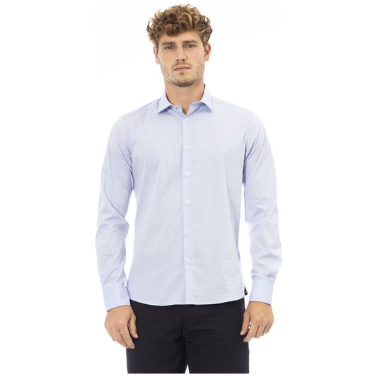 Baldinini Trend Elegant Light Blue Italian Collar Shirt light-blue-cotton-shirt-23