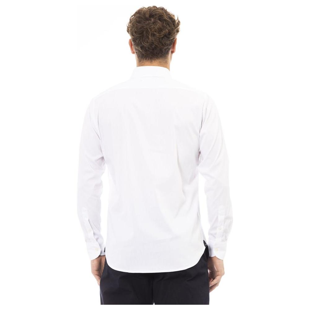 Baldinini Trend Crisp White Cotton Blend Shirt white-cotton-shirt-8