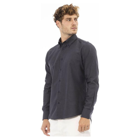 Baldinini Trend Chic Gray Cotton Blend Button-Down Shirt gray-cotton-shirt-11 product-23691-665131893-66bf1f7d-38c.jpg