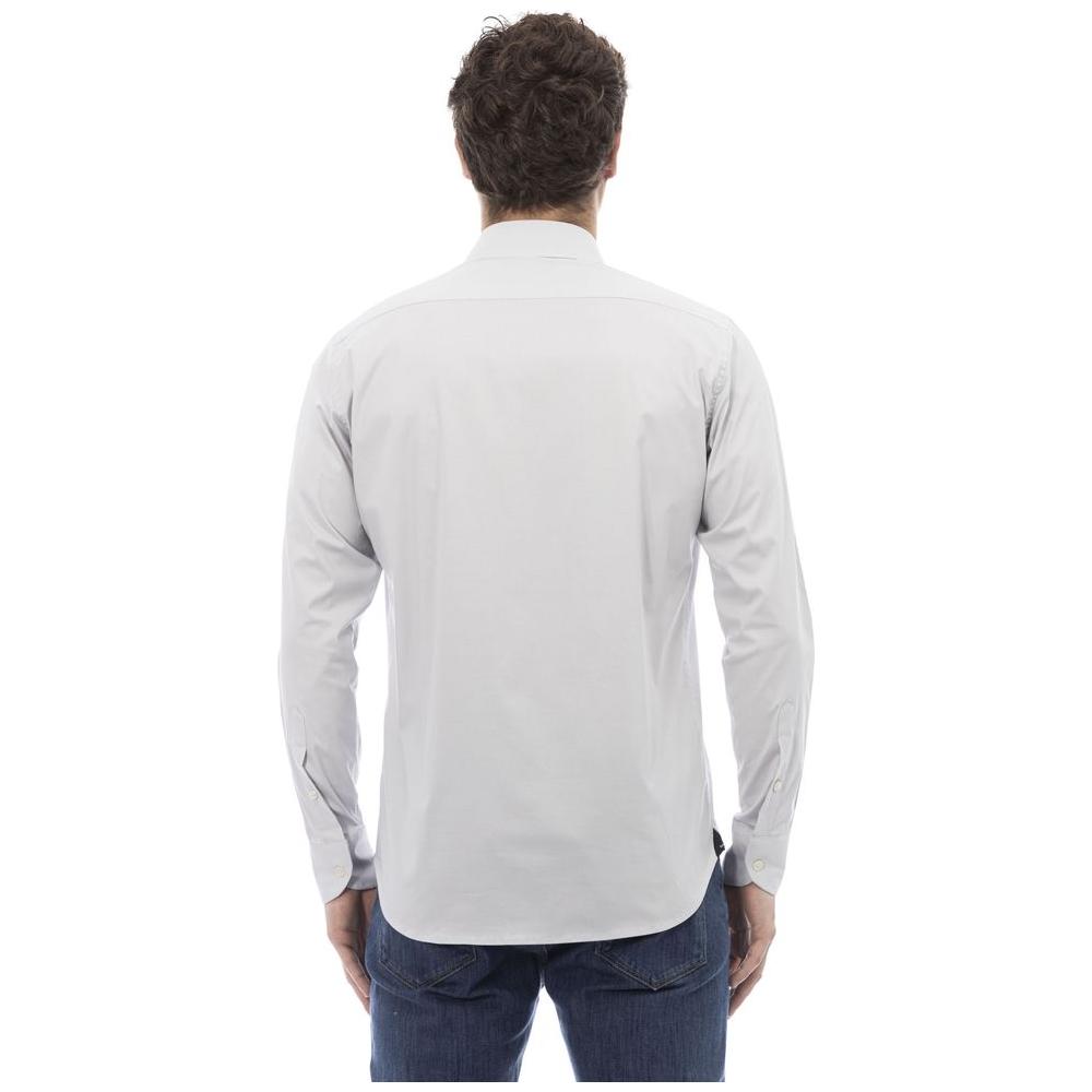 Baldinini Trend Elegant Gray Italian Collar Cotton Shirt gray-cotton-shirt-16