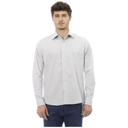 Baldinini Trend Elegant Gray Italian Collar Cotton Shirt gray-cotton-shirt-16