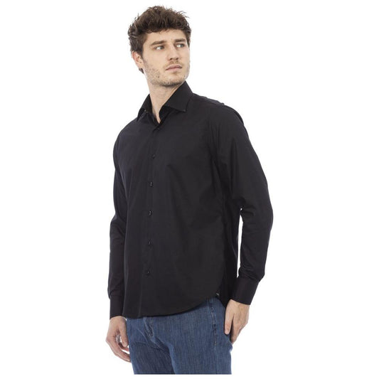 Baldinini Trend Elegant Italian Black Cotton Shirt black-cotton-shirt-16
