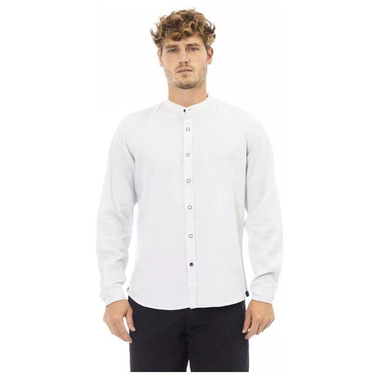 Baldinini Trend Elegant Mandarin Collar Men's Shirt white-rayon-shirt-1 product-23697-1966697596-b43e56a9-ad2.jpg