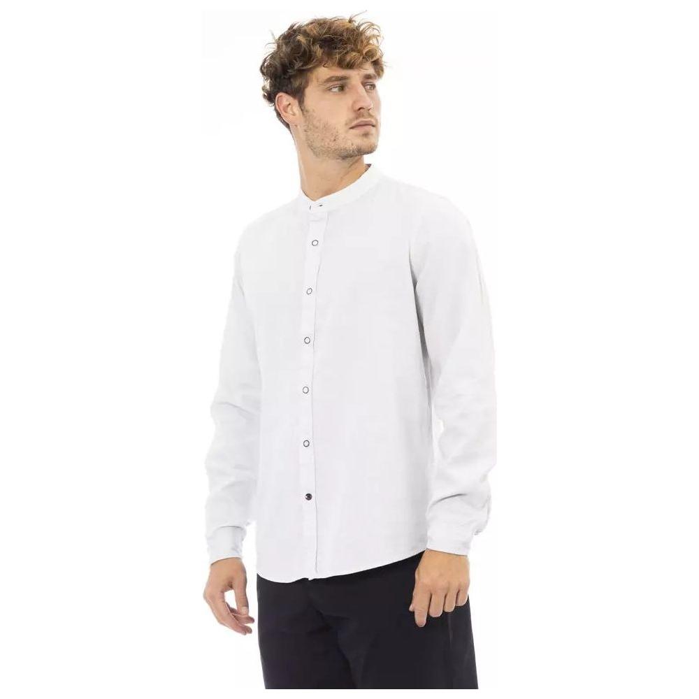 Baldinini Trend Elegant Mandarin Collar Men's Shirt white-rayon-shirt-1 product-23697-319049365-32789ddb-d8e.jpg